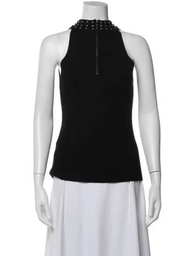 Pre-owned Ramy Brook Merino Wool Mock Neck Top In Black