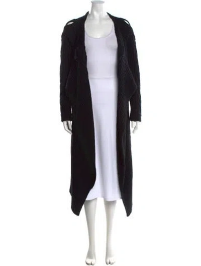 Pre-owned Ramy Brook Merino Wool Open Front Sweater In Black