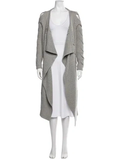 Pre-owned Ramy Brook Merino Wool Open Front Sweater In Grey