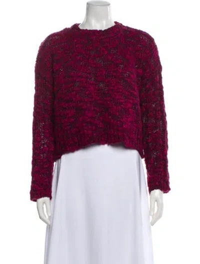 Pre-owned Ramy Brook Merino Wool Printed Sweater In Burgundy