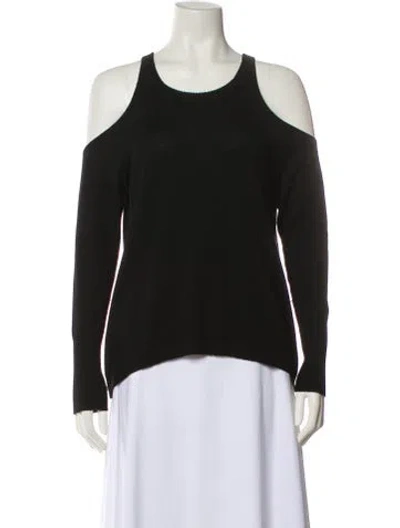 Pre-owned Ramy Brook Merino Wool Scoop Neck Sweater In Black