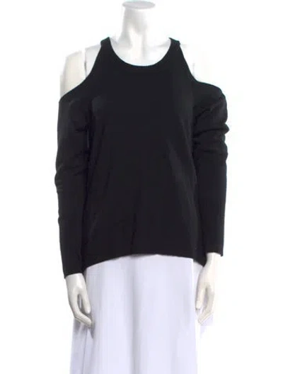 Pre-owned Ramy Brook Merino Wool Scoop Neck Sweater In Black