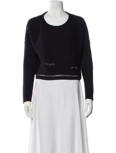 Pre-owned Ramy Brook Merino Wool Scoop Neck Sweater In Black