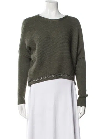 Pre-owned Ramy Brook Merino Wool Scoop Neck Sweater In Green