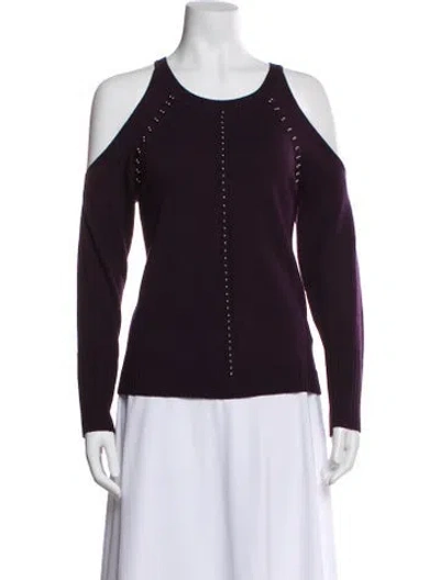 Pre-owned Ramy Brook Merino Wool Scoop Neck Top In Purple