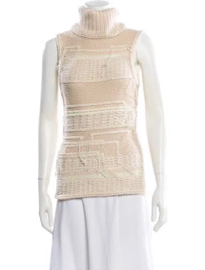 Pre-owned Ramy Brook Merino Wool Striped Sweater In Neutral