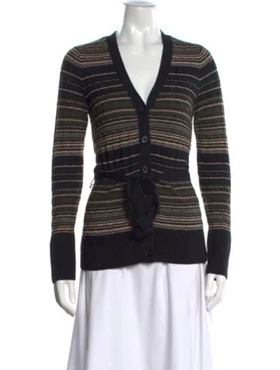 Pre-owned Ramy Brook Merino Wool Striped Sweater W/ Tags In Black