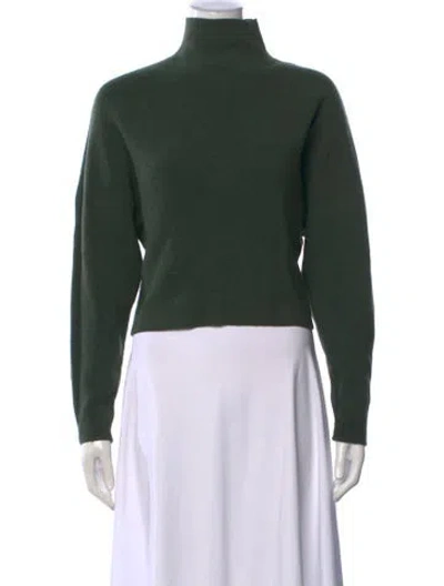 Pre-owned Ramy Brook Merino Wool Turtleneck Sweater In Green