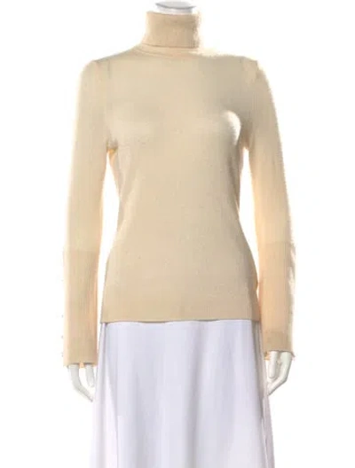 Pre-owned Ramy Brook Merino Wool Turtleneck Sweater In Neutral