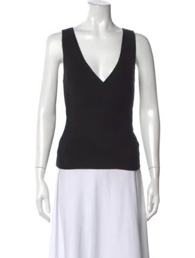 Pre-owned Ramy Brook Merino Wool V-neck Sweater In Black