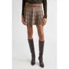Ramy Brook Derrick Pleated Belted Mini Skirt In Saddle Plaid In Brown