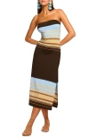 Ramy Brook Nava Strapless Coverup Dress In Beach Brown Stripe