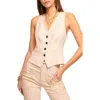Ramy Brook Metallic Stripe Vest In Light Sandstone Lurex Stripe