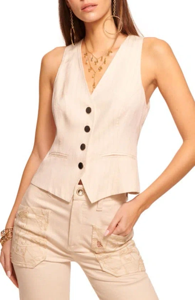Ramy Brook Metallic Stripe Vest In Light Sand Stone Lurex Stripe