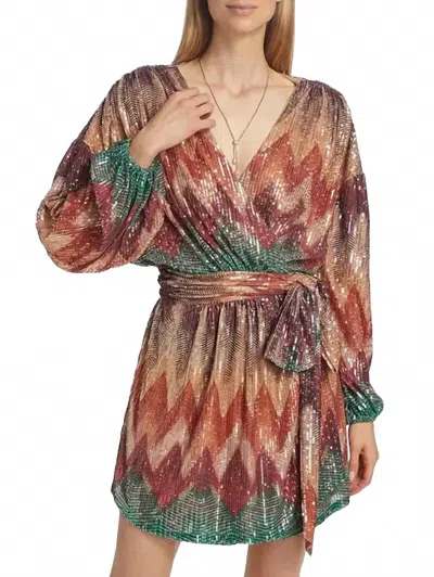 Ramy Brook Michaela Sequin Chevron Wrap Mini Dress In Red Multicolor