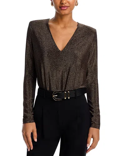 Ramy Brook Micheline Bodysuit In Gold Knit