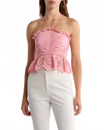 Ramy Brook Michelle Eyelet Halter Top In Pink Tulip