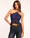 Ramy Brook Michelle Ruched Halter Top In Spring Navy