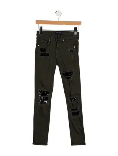 Pre-owned Ramy Brook Mid-rise Skinny Leg Jeans In Green