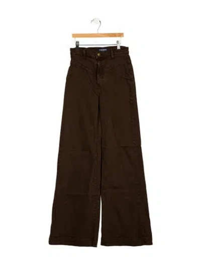 Pre-owned Ramy Brook Mid-rise Wide Leg Jeans In Brown