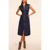 Ramy Brook Mihal Cap Sleeve Shirtdress In Navy