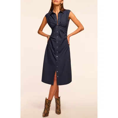 Ramy Brook Mihal Cap Sleeve Shirtdress In Navy