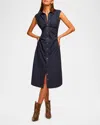 Ramy Brook Mihal Cap Sleeve Shirtdress In Navy