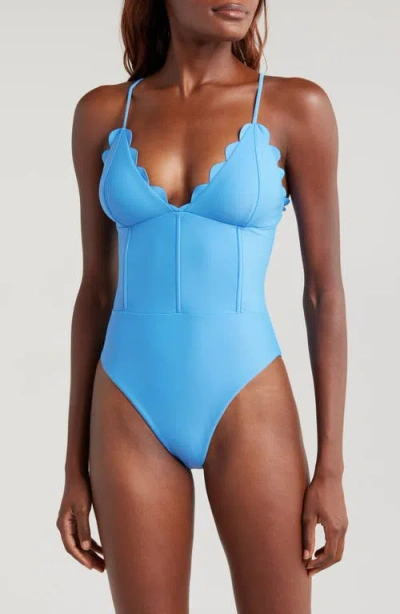 Ramy Brook Mikayla Scalloped One-piece Swimsuit In Serene Blue