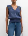 Ramy Brook Millegan Bead Detail Smock Waist Top In Navy