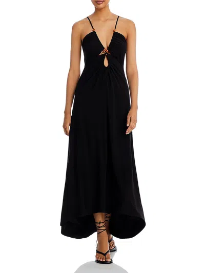 Ramy Brook Milly Womens Knit Keyhole Maxi Dress In Black