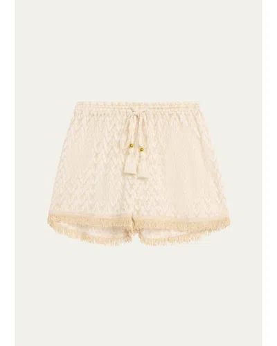Ramy Brook Mina Zig-zag Knit Shorts In Pink