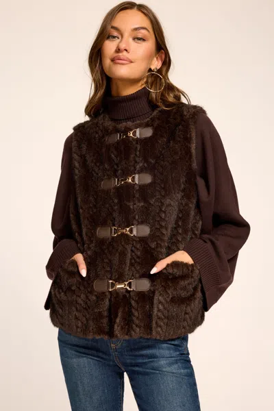 Ramy Brook Minnie Faux Fur Vest In Heritage Brown