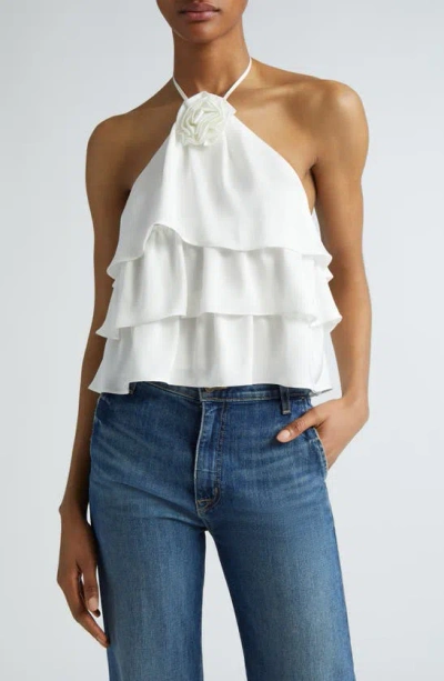 Ramy Brook Minnie Tiered Ruffle Halter Top In Ivory