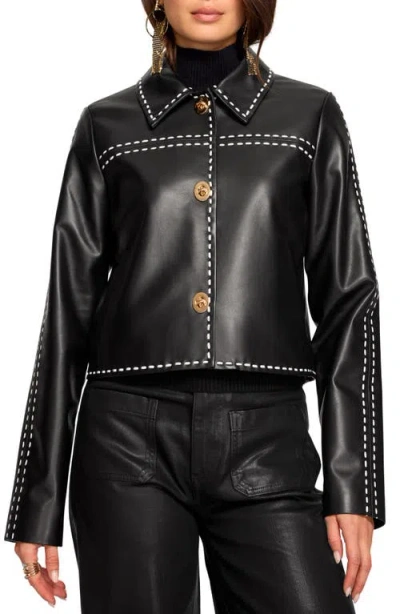 Ramy Brook Mira Leather Contrast Stitch Jacket In Yellow