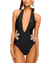 Ramy Brook Miranda One Piece Swimsuit In Black/white Embroidery
