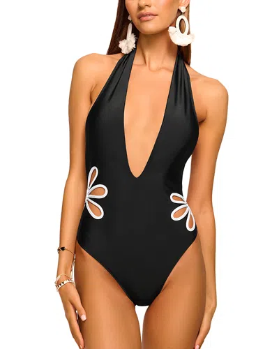Ramy Brook Miranda One Piece Swimsuit In Black/white Embroidery