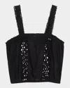 Ramy Brook Misha Embroidered Coverup Top In Black
