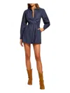 Ramy Brook Mitch Long Sleeve Cotton Mini Shirtdress In Blue