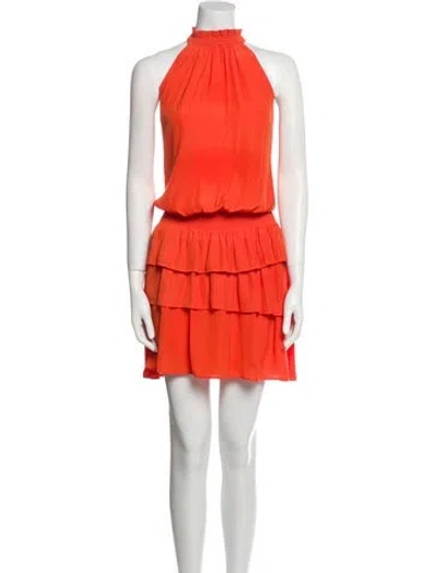 Pre-owned Ramy Brook Mock Neck Knee-length Dress In Orange