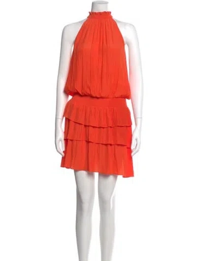 Pre-owned Ramy Brook Mock Neck Knee-length Dress In Orange