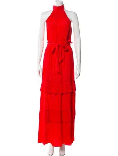 Pre-owned Ramy Brook Mock Neck Long Dress In Pink