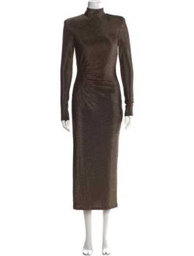 Pre-owned Ramy Brook Mock Neck Long Dress W/ Tags In Grey/metallic