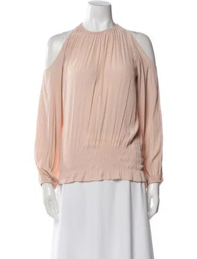 Pre-owned Ramy Brook Mock Neck Long Sleeve Blouse In Neutral