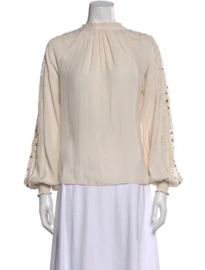 Pre-owned Ramy Brook Mock Neck Long Sleeve Blouse In Neutral