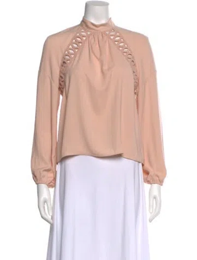 Pre-owned Ramy Brook Mock Neck Long Sleeve Blouse In Pink