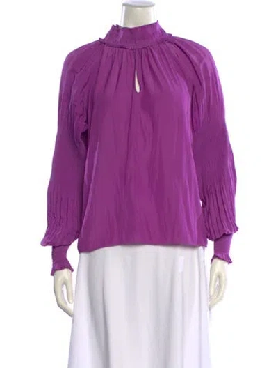 Pre-owned Ramy Brook Mock Neck Long Sleeve Blouse In Purple