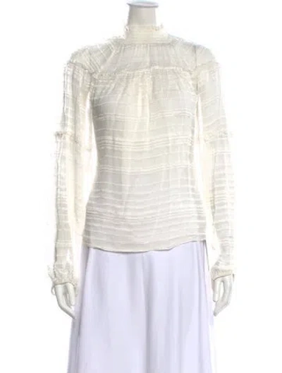 Pre-owned Ramy Brook Mock Neck Long Sleeve Blouse W/ Tags In White