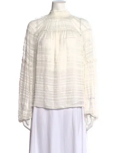 Pre-owned Ramy Brook Mock Neck Long Sleeve Blouse W/ Tags In White
