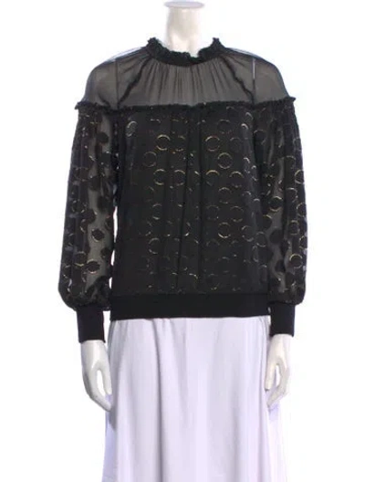 Pre-owned Ramy Brook Mock Neck Long Sleeve Sweatshirt In Black