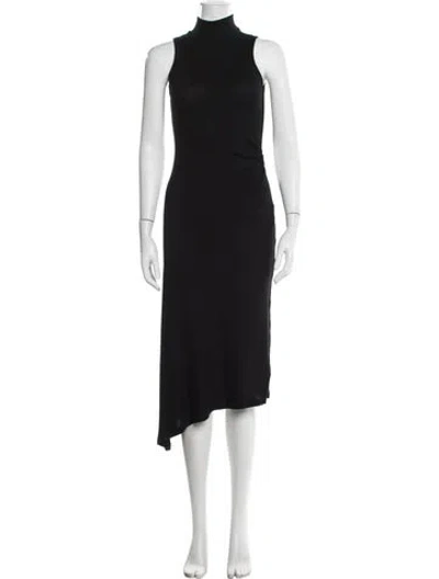 Pre-owned Ramy Brook Mock Neck Midi Length Dress In Black